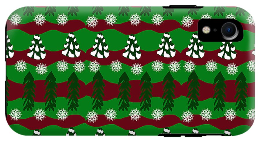 Snow Trees and Stripes - Phone Case