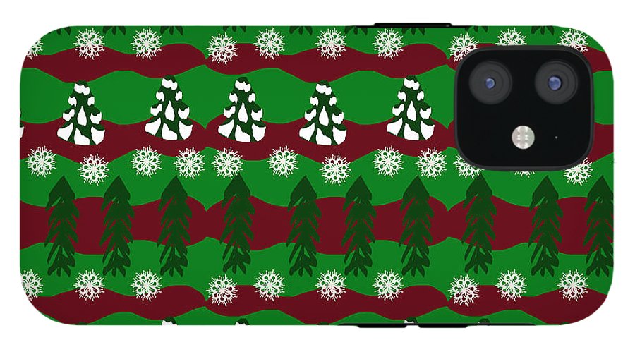 Snow Trees and Stripes - Phone Case