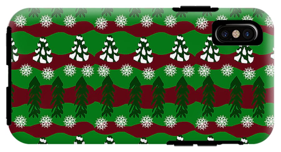 Snow Trees and Stripes - Phone Case