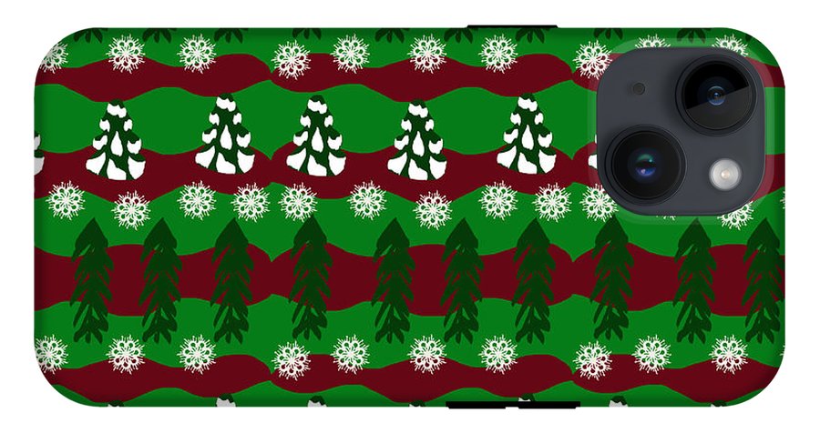 Snow Trees and Stripes - Phone Case