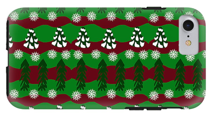 Snow Trees and Stripes - Phone Case