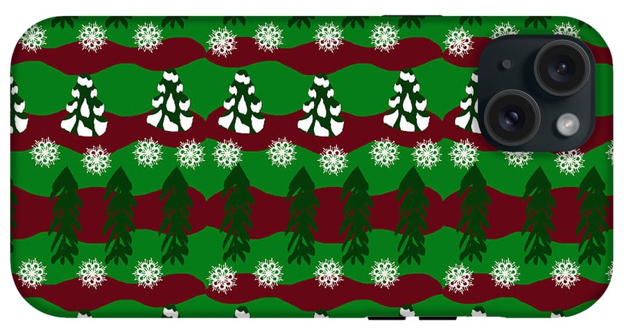 Snow Trees and Stripes - Phone Case