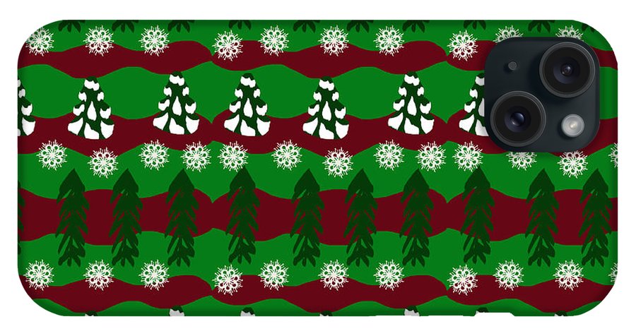 Snow Trees and Stripes - Phone Case