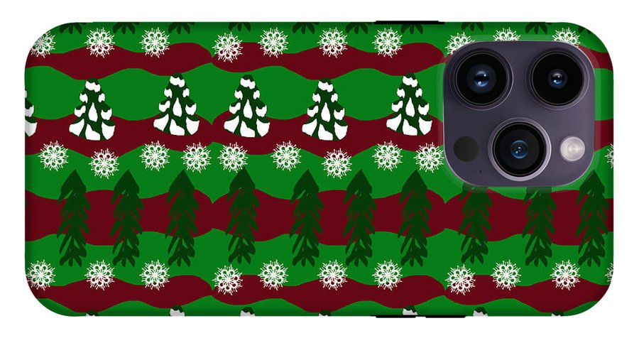 Snow Trees and Stripes - Phone Case