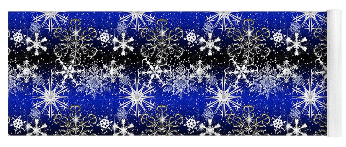 Snowflakes At Night - Yoga Mat