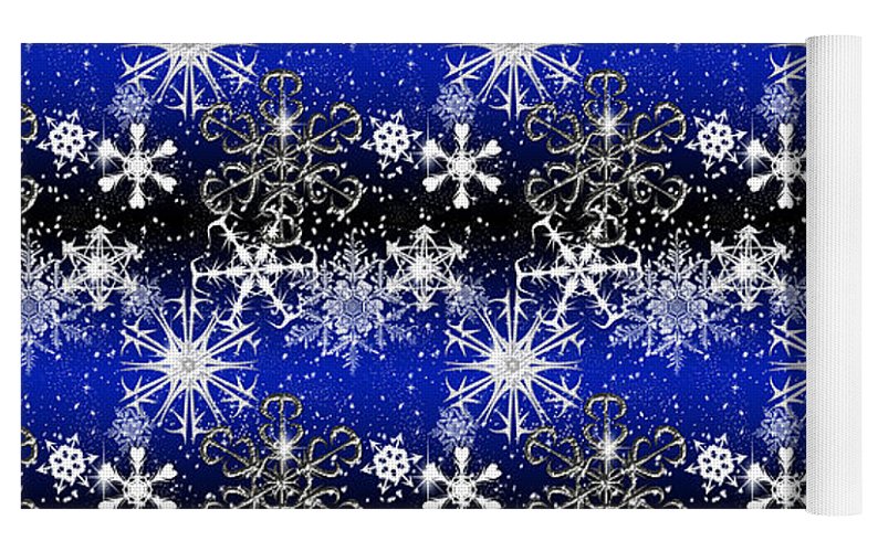 Snowflakes At Night - Yoga Mat