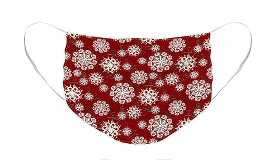 Snowflakes On Red - Face Mask