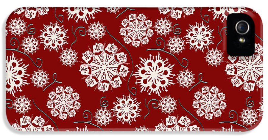 Snowflakes On Red - Phone Case