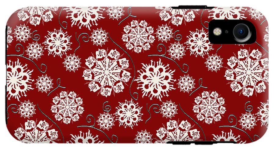 Snowflakes On Red - Phone Case