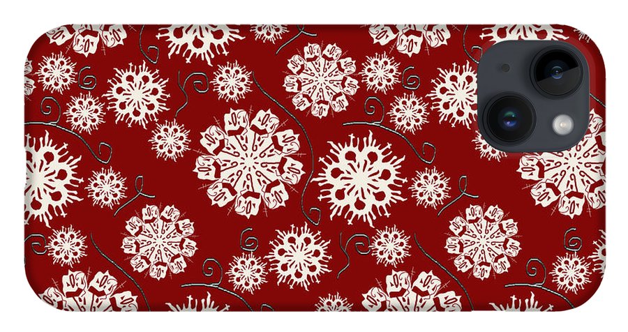 Snowflakes On Red - Phone Case