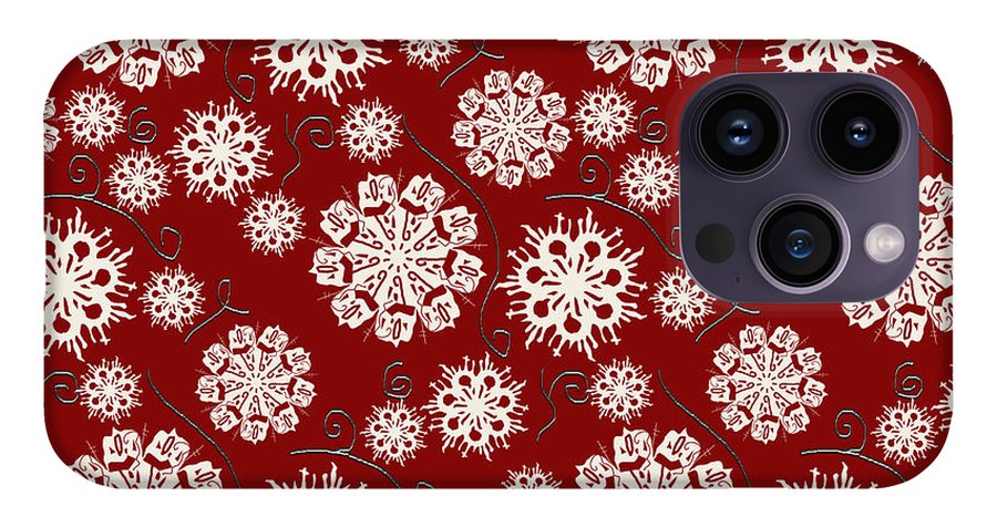 Snowflakes On Red - Phone Case