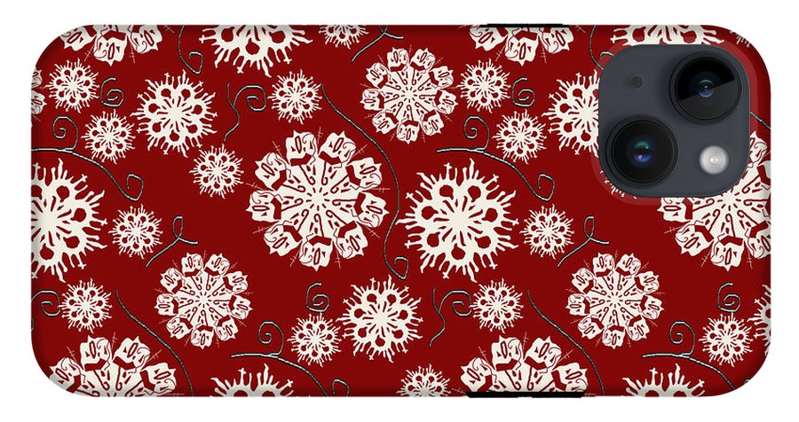 Snowflakes On Red - Phone Case