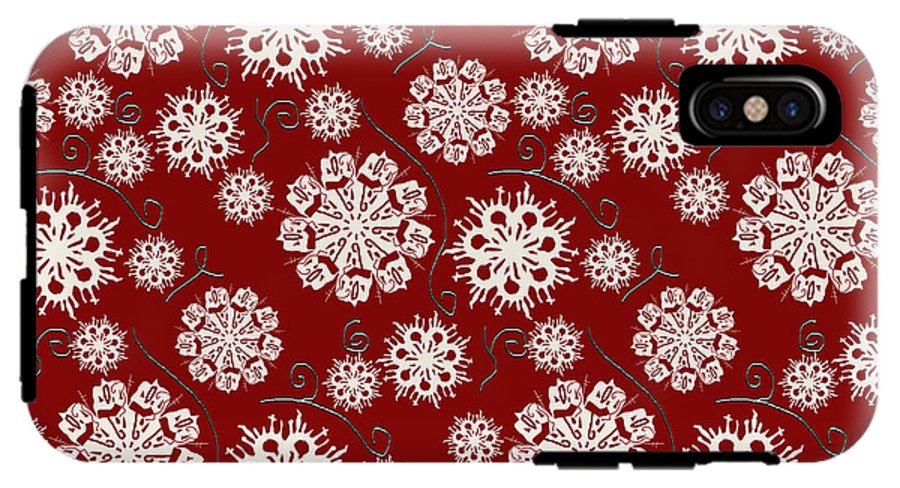 Snowflakes On Red - Phone Case