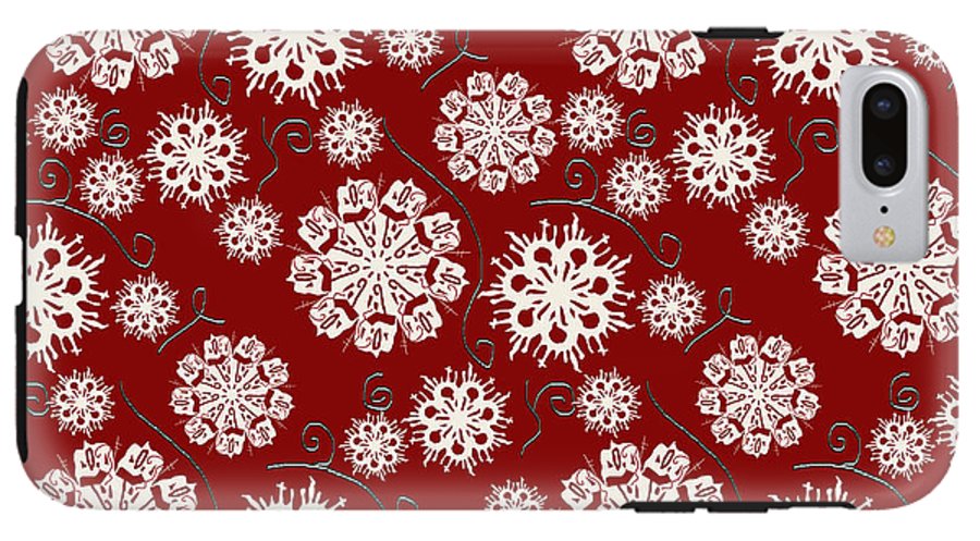 Snowflakes On Red - Phone Case