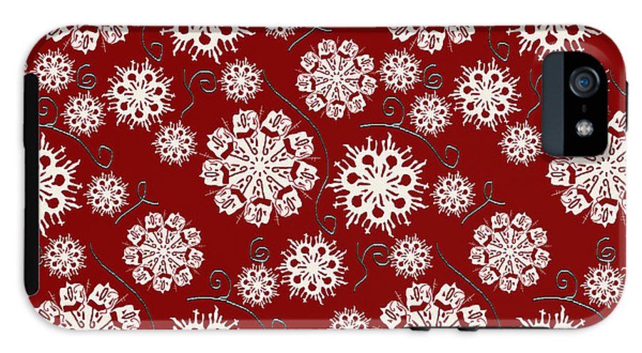 Snowflakes On Red - Phone Case