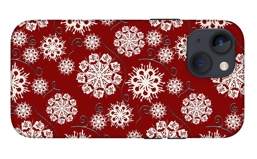 Snowflakes On Red - Phone Case