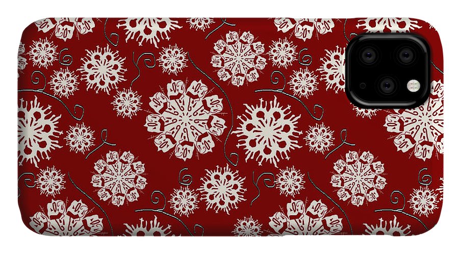 Snowflakes On Red - Phone Case