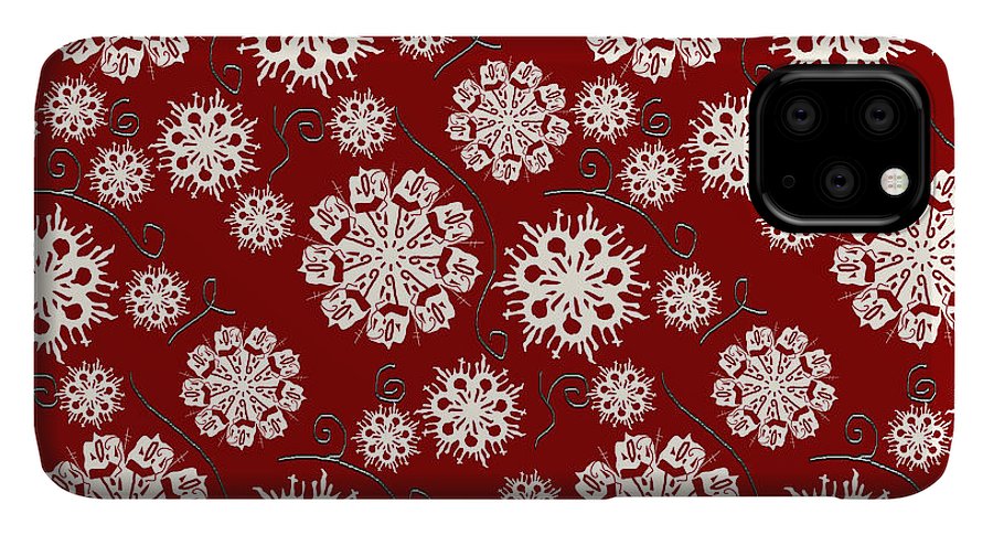 Snowflakes On Red - Phone Case