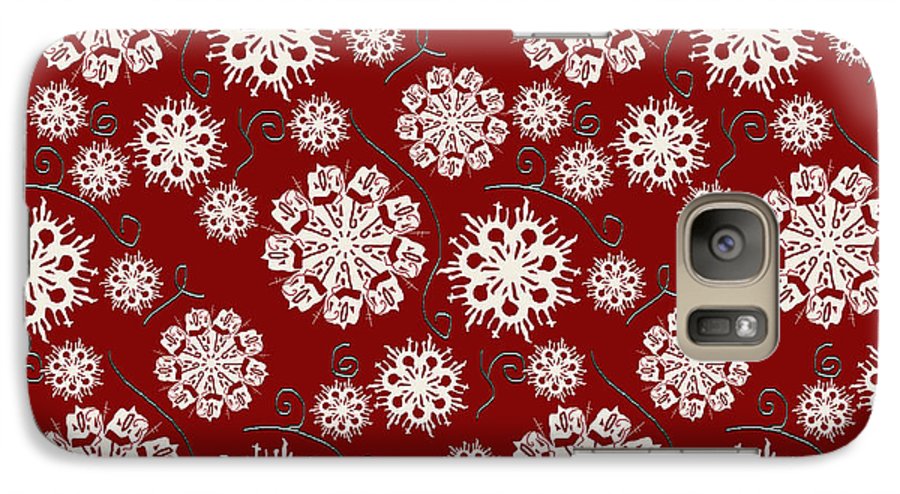Snowflakes On Red - Phone Case