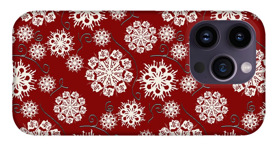 Snowflakes On Red - Phone Case