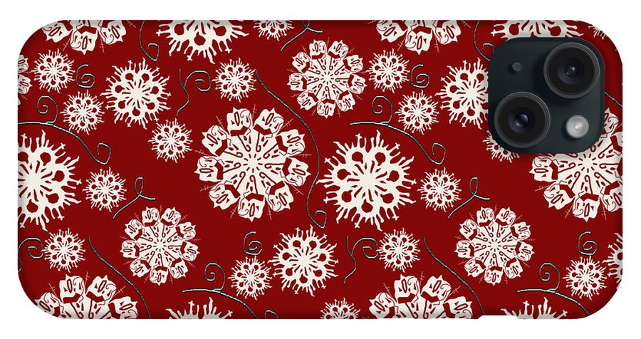 Snowflakes On Red - Phone Case