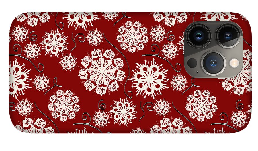 Snowflakes On Red - Phone Case