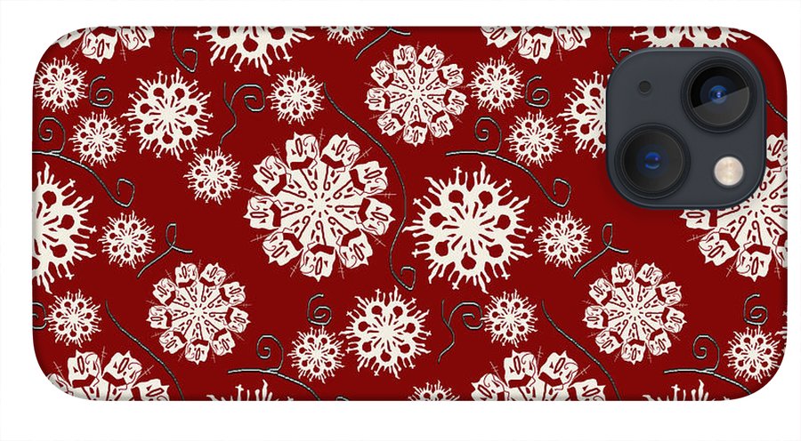 Snowflakes On Red - Phone Case