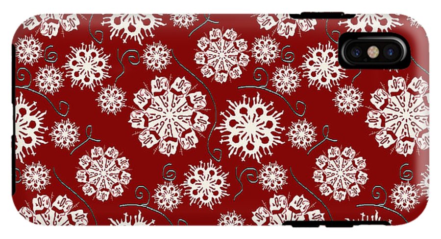 Snowflakes On Red - Phone Case