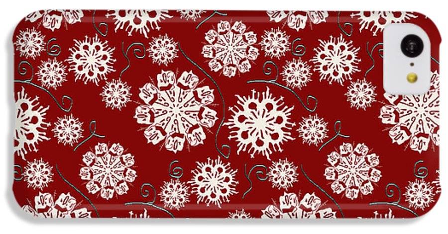 Snowflakes On Red - Phone Case