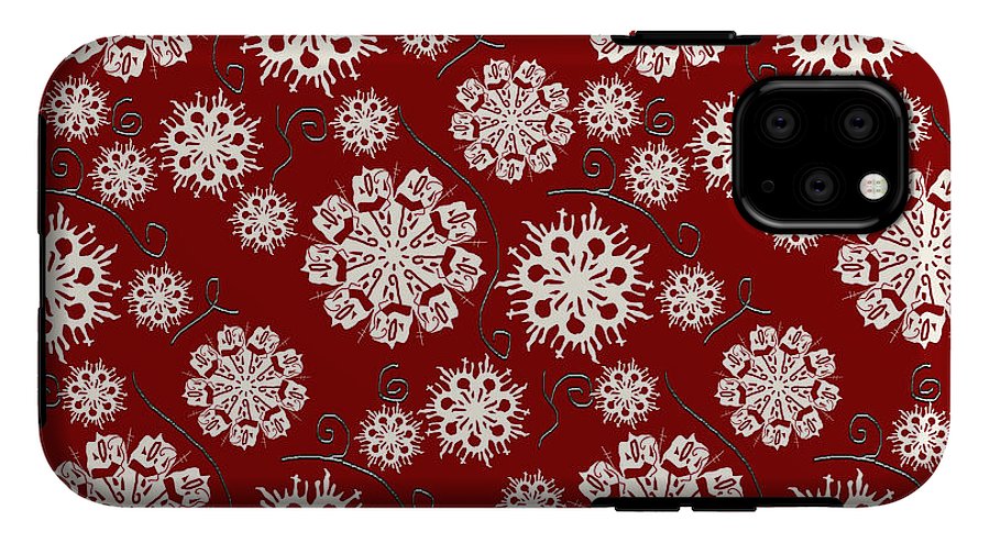 Snowflakes On Red - Phone Case