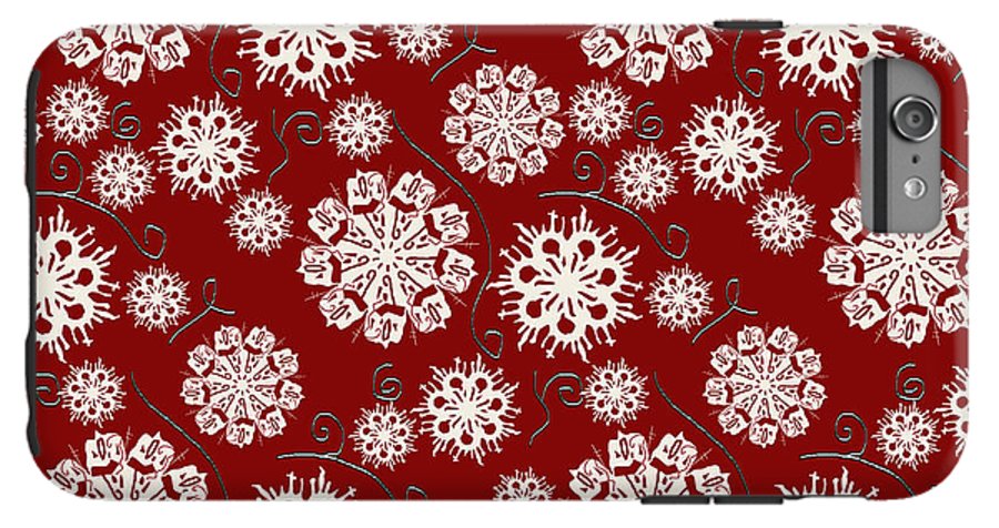 Snowflakes On Red - Phone Case