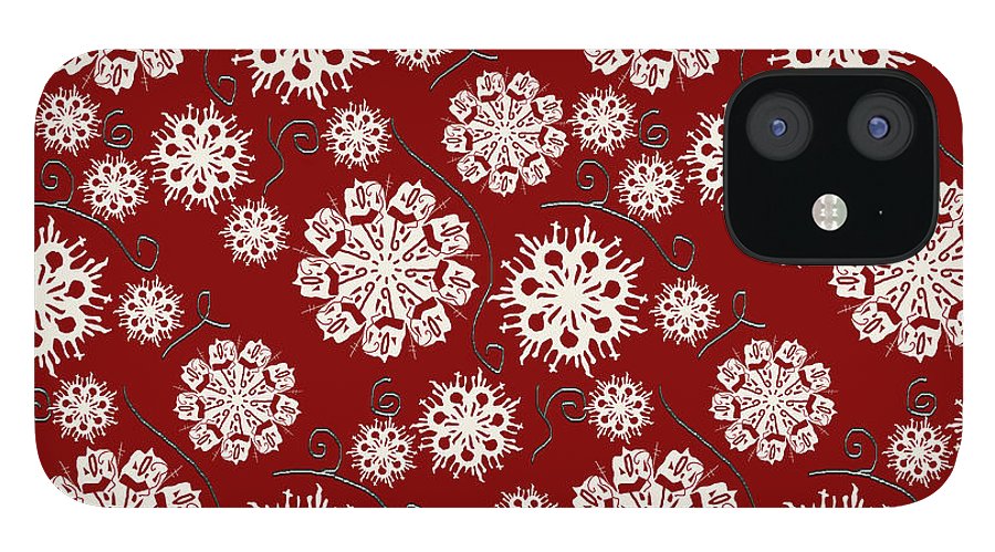 Snowflakes On Red - Phone Case