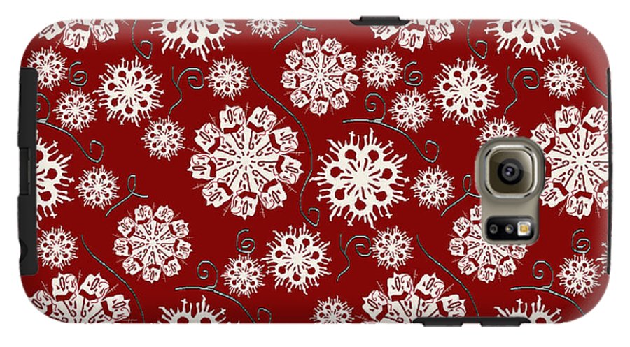 Snowflakes On Red - Phone Case