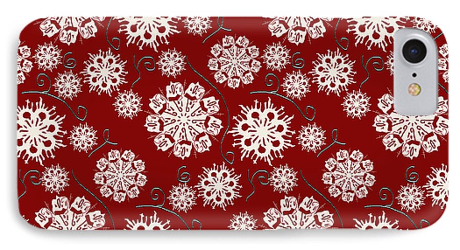 Snowflakes On Red - Phone Case