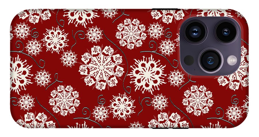Snowflakes On Red - Phone Case