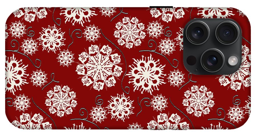 Snowflakes On Red - Phone Case