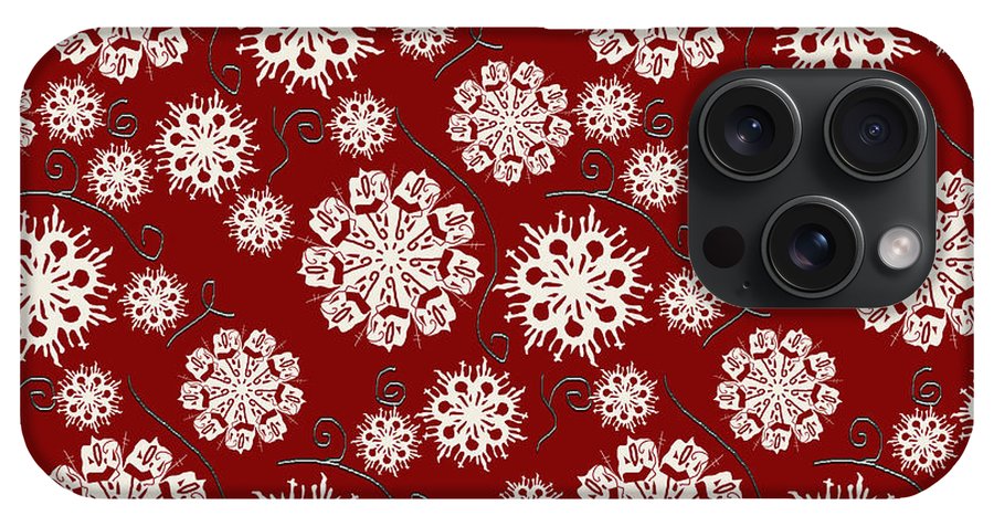 Snowflakes On Red - Phone Case