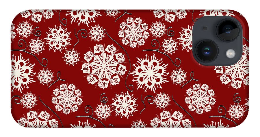 Snowflakes On Red - Phone Case