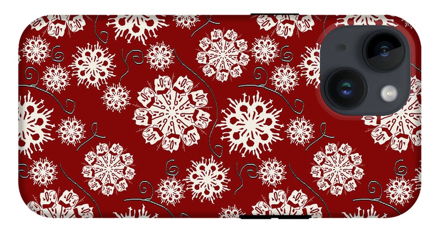 Snowflakes On Red - Phone Case