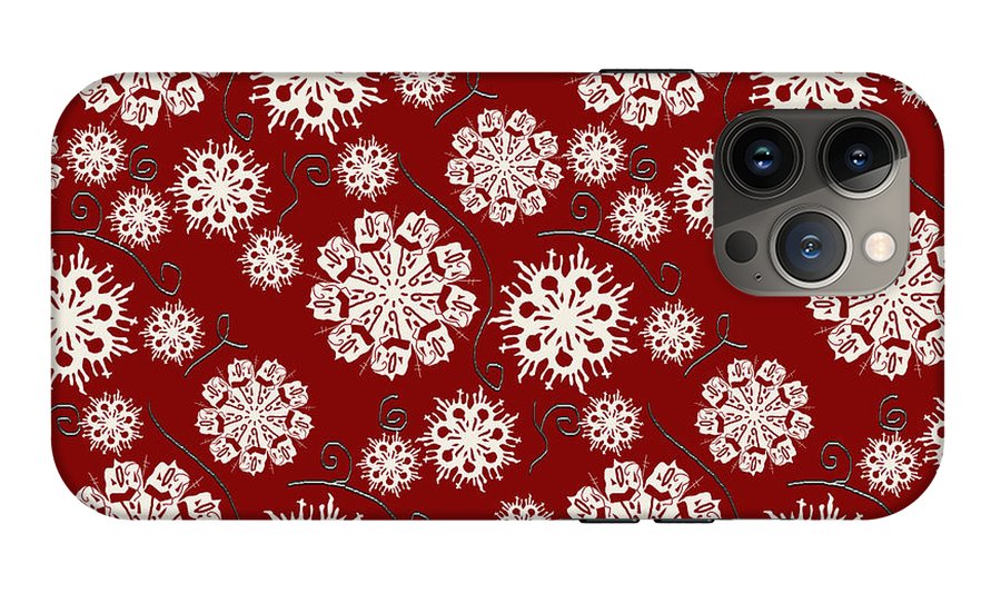 Snowflakes On Red - Phone Case