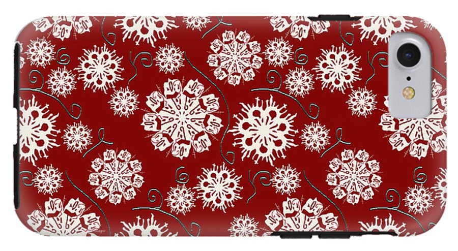 Snowflakes On Red - Phone Case