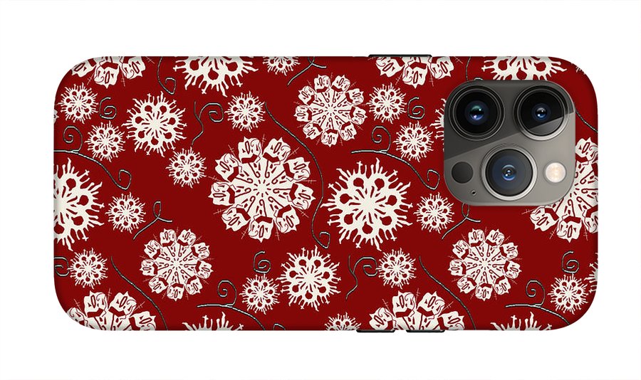 Snowflakes On Red - Phone Case