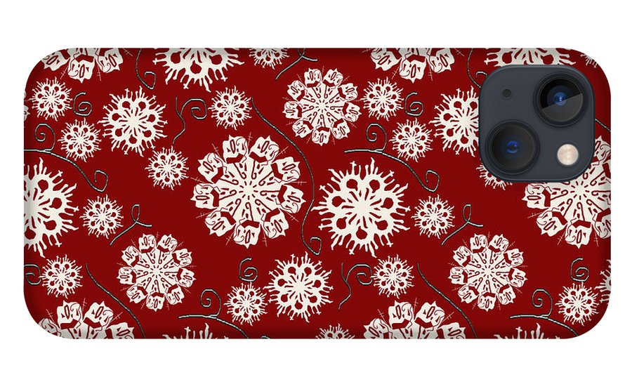 Snowflakes On Red - Phone Case