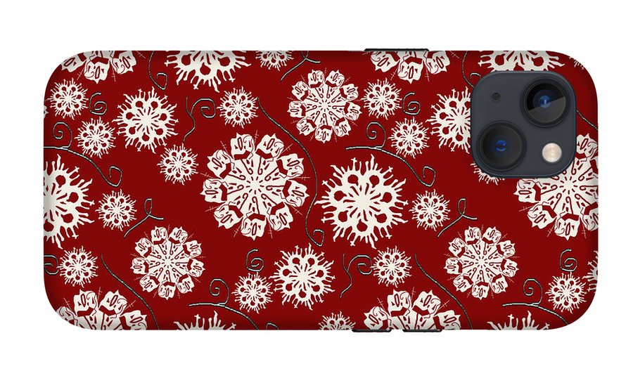 Snowflakes On Red - Phone Case