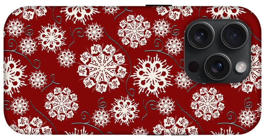 Snowflakes On Red - Phone Case
