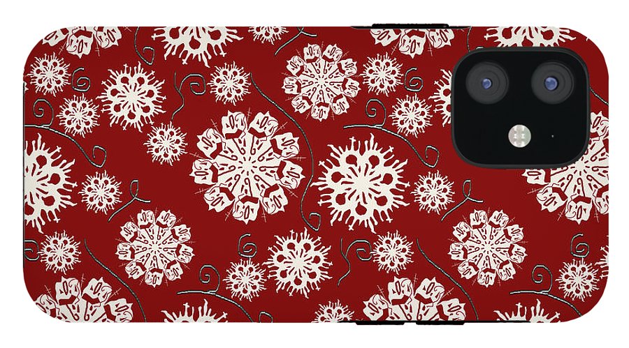 Snowflakes On Red - Phone Case