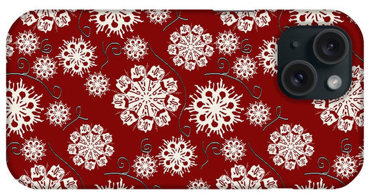 Snowflakes On Red - Phone Case