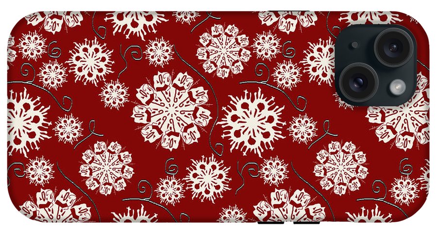 Snowflakes On Red - Phone Case