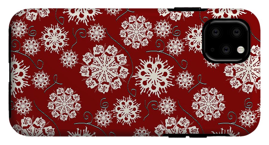 Snowflakes On Red - Phone Case