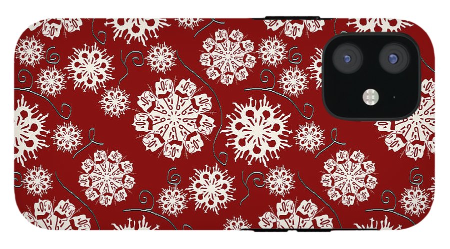Snowflakes On Red - Phone Case